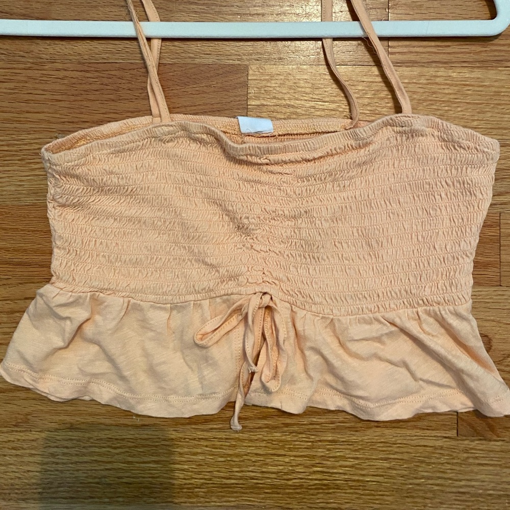 PacSun Tan Smocked Tie Front Camisole
